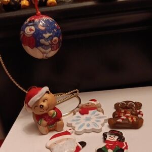 Festive Holiday Ornament Set with Snowman and Bear